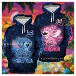 Couples Stitch And Angel Couple Hoodie