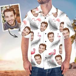 Custom Face Flamingo Aloha Shirt Gift For Your Girlfriend Boyfriend Gift For Love Gift For Friend Best Valentine Present Holiday Gift