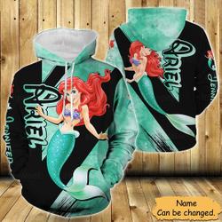 Ariel Hoodie, Disney Cute Hoodie, Disney Princess 3D Hoodie