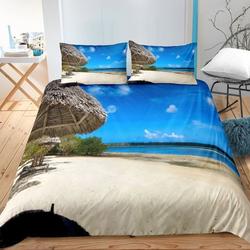 Palm Trees  Bedding Set Ocean Beach Comforter Cover Sunset Hawaii Tropical Leaves Sea WaveGift For Your Girlfriend Boyfriend Gift For Love Gift For Friend Best Valentine Present Holiday Gift
