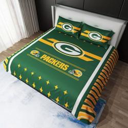 NFL Green Bay Packers Football Team Logo Bedding Set Gift For Your Girlfriend Boyfriend Gift For Love Gift For Friend Best Valentine Present Holiday Gift