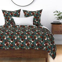 Floral  - Valentina Rust Rose Teal Bedding Set Gift For Your Girlfriend Boyfriend Gift For Love Gift For Friend Best Valentine Present Holiday Gift