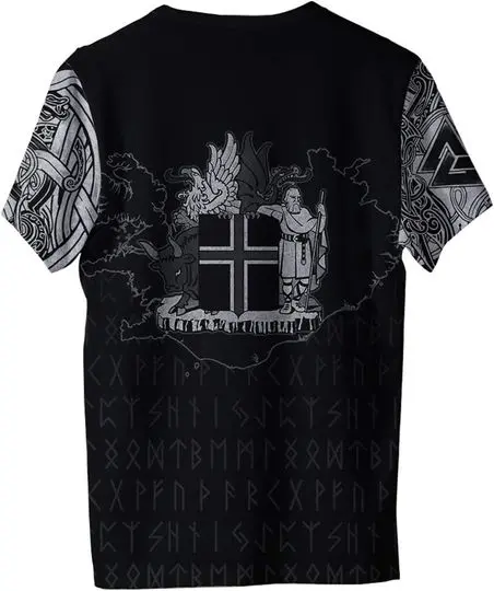 3D Print Raven Men's T-Shirt, Summer Quick Dry Norse Viking Compass Rune Amulet Short Sleeve,White,XS Meaningful Gift For Family Gift For Boyfriend Valentine Gift