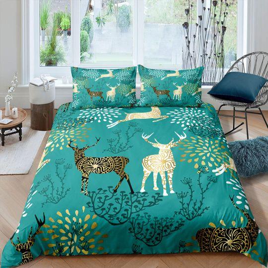 Luxury glam reindeer boho Christmas Bedding setsGift For Your Girlfriend Boyfriend Gift For Love Gift For Friend Best Valentine Present Holiday Gift