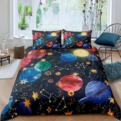 Colorful planets galaxy Bedding Set Gift For Your Girlfriend Boyfriend Gift For Love Gift For Friend Best Valentine Present Holiday Gift