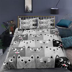 Grey cat bedding cute duvet cover Set Gift For Your Girlfriend Boyfriend Gift For Love Gift For Friend Best Valentine Present Holiday Gift