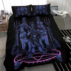 Skull Satanic Pentagram Ultimate Black Metal Lover Demon Bedding Set Gift For Your Girlfriend Boyfriend Gift For Love Gift For Friend Best Valentine Present Holiday Gift