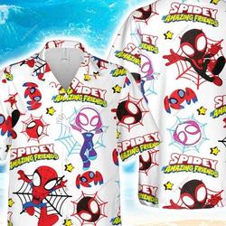 Spidey and His Amazing Friends Hawaiian Shirt, Spiderman Summer Trip Family Hawaiian Shirt Gift For Your Girlfriend Boyfriend Gift For Love Gift For Friend Best Valentine Present Holiday Gift