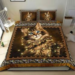 Cat Light Vintage Christmas Bedding SetsGift For Your Girlfriend Boyfriend Gift For Love Gift For Friend Best Valentine Present Holiday Gift