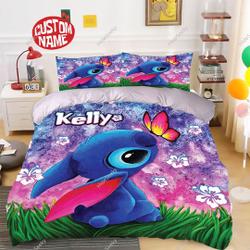 Personalized Custom Name Stitch Bedding Set Gift For Your Girlfriend Boyfriend Gift For Love Gift For Friend Best Valentine Present Holiday Gift