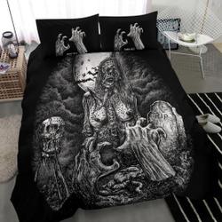 Skull Sexy Zombie Woman Grave Bedding Set Gift For Your Girlfriend Boyfriend Gift For Love Gift For Friend Best Valentine Present Holiday Gift
