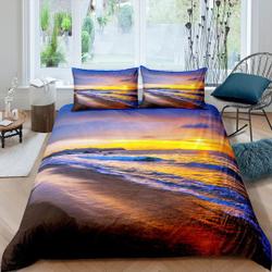 Sunset in seashore coastal grandma duvet cover nautical bedding Set Gift For Your Girlfriend Boyfriend Gift For Love Gift For Friend Best Valentine Present Holiday Gift