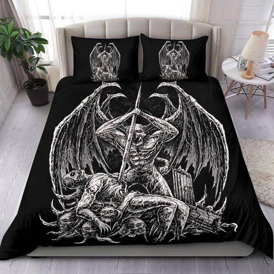 Skull Winged Demon Slaying Bedding Set Gift For Your Girlfriend Boyfriend Gift For Love Gift For Friend Best Valentine Present Holiday Gift