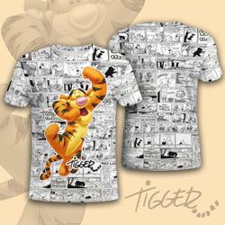 Tigger Tig Comic Pattern Disney Cartoon Outfits Unisex Casual T-shirts Meaningful Gift For Family Gift For Boyfriend Valentine Gift