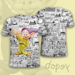 Cute Dopey 7 dwarfs Comic Pattern Disney Cartoon Outfits Unisex Casual T-shirts Meaningful Gift For Family Gift For Boyfriend Valentine Gift