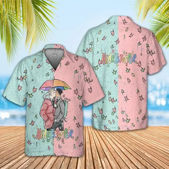 Kiss in The Rain Heartstopper Hawaiian Shirt Gift For Your Girlfriend Boyfriend Gift For Love Gift For Friend Best Valentine Present Holiday Gift