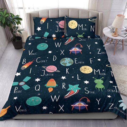 Outer Space Kids Duvet Cover, Bedding Set Gift For Your Girlfriend Boyfriend Gift For Love Gift For Friend Best Valentine Present Holiday Gift