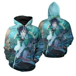 Women's Cartoon Pullover Hoodies Genshin Impact Venti Cosplay Sweatshirt