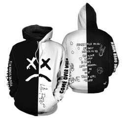 Lil Peep GothBoiClique Black White Unisex 3D Full Printing Hoodie, Lil Peep All Over Print 3D Hoodie, Face Mask