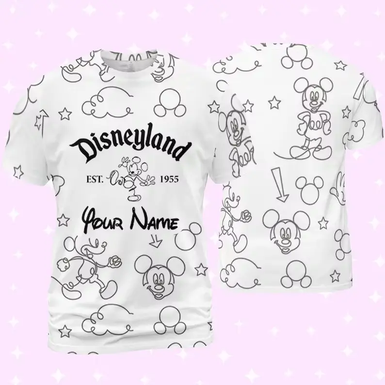 Personalized Classic Mickey Line 3D T-shirt Meaningful Gift For Family Gift For Boyfriend Valentine Gift