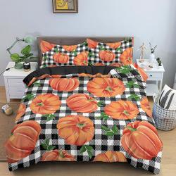 Gingham plaid pumpkin halloween Bedding Set Gift For Your Girlfriend Boyfriend Gift For Love Gift For Friend Best Valentine Present Holiday Gift