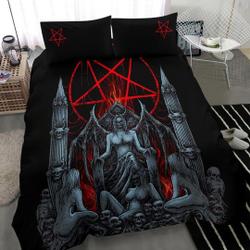 Skull Satanic Pentagram Flame Lust Throne Bedding Set Gift For Your Girlfriend Boyfriend Gift For Love Gift For Friend Best Valentine Present Holiday Gift