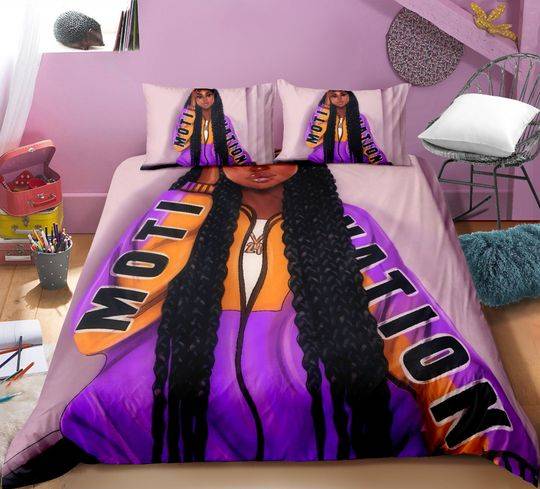 African American Black Girl Twin Bedding Set Gift For Your Girlfriend Boyfriend Gift For Love Gift For Friend Best Valentine Present Holiday Gift