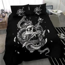 Skull Serpent Exploding Dagger Demon Bedding Set Gift For Your Girlfriend Boyfriend Gift For Love Gift For Friend Best Valentine Present Holiday Gift