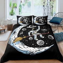Space Galaxy Astronaut Witch Bedding Set Gift For Your Girlfriend Boyfriend Gift For Love Gift For Friend Best Valentine Present Holiday Gift