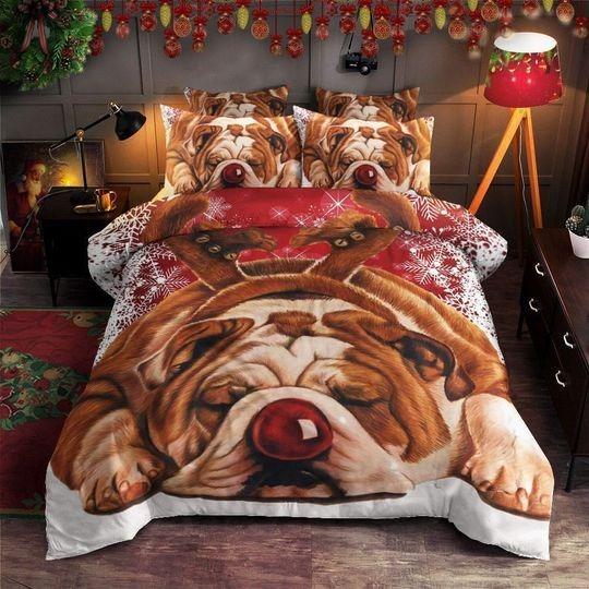 Bulldogs Christmas Bedding SetsGift For Your Girlfriend Boyfriend Gift For Love Gift For Friend Best Valentine Present Holiday Gift
