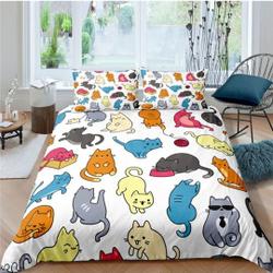 Colorful cat bedding cute duvet cover Set Gift For Your Girlfriend Boyfriend Gift For Love Gift For Friend Best Valentine Present Holiday Gift