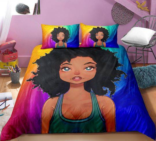 Bedding Set Twin, African American Black GirlGift For Your Girlfriend Boyfriend Gift For Love Gift For Friend Best Valentine Present Holiday Gift