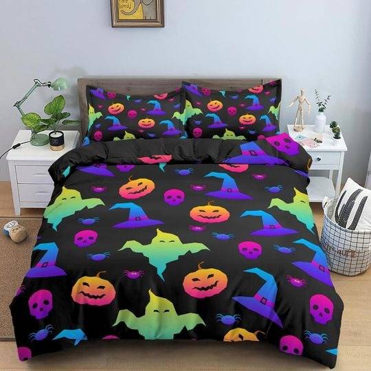 Neon halloween bedding Set Gift For Your Girlfriend Boyfriend Gift For Love Gift For Friend Best Valentine Present Holiday Gift