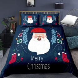 Santa Claus, Merry Christmas Theme Bedding Set Gift For Your Girlfriend Boyfriend Gift For Love Gift For Friend Best Valentine Present Holiday Gift