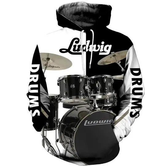 Drums 3D All Over Printed Clothes, Ludwig Drums Hoodie Shirt