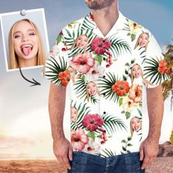 Floral Custom Face Aloha Shirt Gift For Your Girlfriend Boyfriend Gift For Love Gift For Friend Best Valentine Present Holiday Gift
