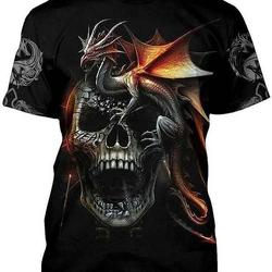 Dragon On Skull Tshirt Long Sleeves Fleece S-5XL Design 3D All Over Printed Meaningful Gift For Family Gift For Boyfriend Valentine Gift