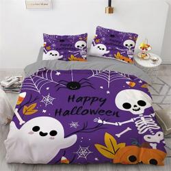 Cute ghost, spider and skeleton halloween bedding Set Gift For Your Girlfriend Boyfriend Gift For Love Gift For Friend Best Valentine Present Holiday Gift