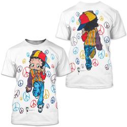 90s Betty Boop Street Style Peace Sign T-Shirt. Vintage 1994 Betty Boop Meaningful Gift For Family Gift For Boyfriend Valentine Gift