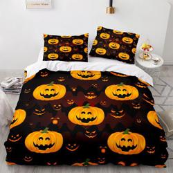 Pumpkin and bats halloween Bedding Set Gift For Your Girlfriend Boyfriend Gift For Love Gift For Friend Best Valentine Present Holiday Gift