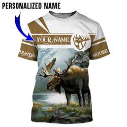 Personalized Name Moose Hunting 3D All Over Printed Shirt Meaningful Gift For Family Gift For Boyfriend Valentine Gift