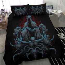 Skull Satanic Goat Demon Impaled and Crucified Bedding Set Gift For Your Girlfriend Boyfriend Gift For Love Gift For Friend Best Valentine Present Holiday Gift
