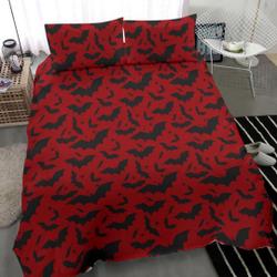 Gothic Bedding Set - Batty Nights RedGift For Your Girlfriend Boyfriend Gift For Love Gift For Friend Best Valentine Present Holiday Gift