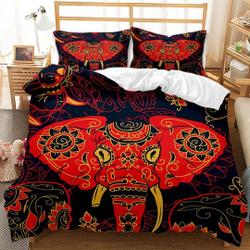 Red Elephant Mandala Bedding 3 Pieces Bohemian Elephant Bedding Set Gift For Your Girlfriend Boyfriend Gift For Love Gift For Friend Best Valentine Present Holiday Gift