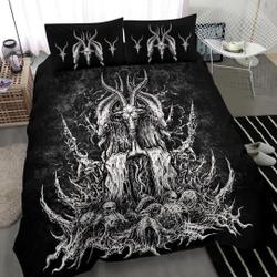 Satanic Skull Goat 2nd Version With Inverted Pentagram  Bedding Set Gift For Your Girlfriend Boyfriend Gift For Love Gift For Friend Best Valentine Present Holiday Gift