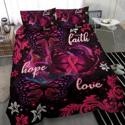 Faith Hope Love Pattern On Pink Christmas Bedding SetsGift For Your Girlfriend Boyfriend Gift For Love Gift For Friend Best Valentine Present Holiday Gift