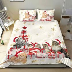 Cat Christmas Present Pattern Christmas Bedding SetsGift For Your Girlfriend Boyfriend Gift For Love Gift For Friend Best Valentine Present Holiday Gift
