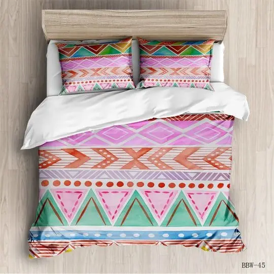 Green Pink Blue Geometric Colorful Bedding Set Gift For Your Girlfriend Boyfriend Gift For Love Gift For Friend Best Valentine Present Holiday Gift