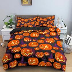 Pumpkin prints halloween full size bedding & pillowcase, duvet cover dorm beddingGift For Your Girlfriend Boyfriend Gift For Love Gift For Friend Best Valentine Present Holiday Gift