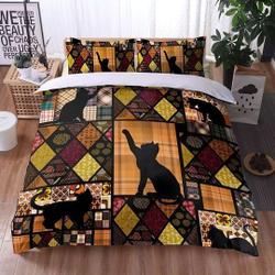 Black Cat Vintage Pattern Christmas Bedding SetsGift For Your Girlfriend Boyfriend Gift For Love Gift For Friend Best Valentine Present Holiday Gift